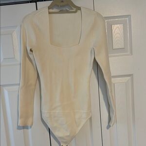 Abercrombie and Fitch Cream Ribbed Long Sleeve sweater Bodysuit. NWOT